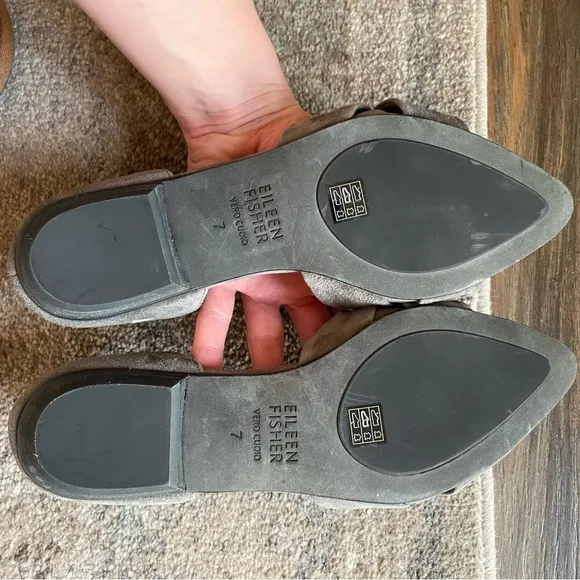 Eileen Fisher Fuller Grey Suede Leather d’Orsay Knotted Slip On Flat 7