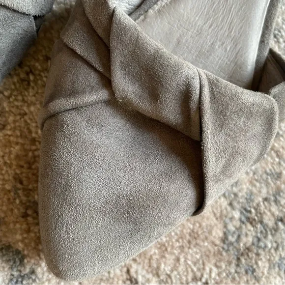 Eileen Fisher Fuller Grey Suede Leather d’Orsay Knotted Slip On Flat 7
