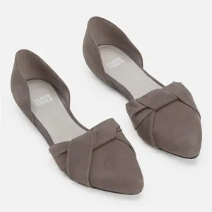 Eileen Fisher Fuller Grey Suede Leather d’Orsay Knotted Slip On Flat 7