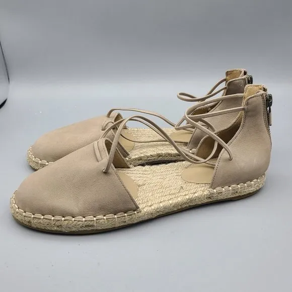 Eileen Fisher sandals Lee d’orsey beige flat shoes Espadrilles Zipper sz 7.5 new