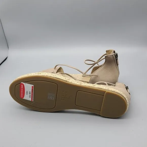 Eileen Fisher sandals Lee d’orsey beige flat shoes Espadrilles Zipper sz 7.5 new