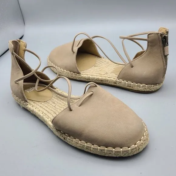 Eileen Fisher sandals Lee d’orsey beige flat shoes Espadrilles Zipper sz 7.5 new