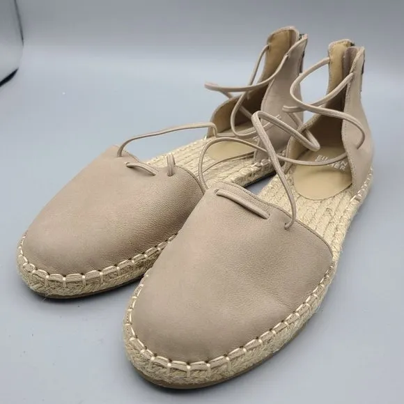Eileen Fisher sandals Lee d’orsey beige flat shoes Espadrilles Zipper sz 7.5 new