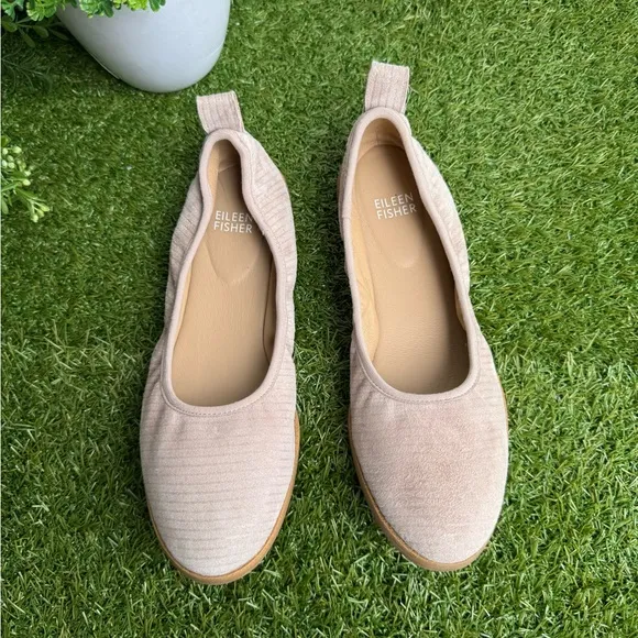 Eileen Fisher Womens Notion Ballet Flat Size 7  Nude Pink Leather Slip On Shoes