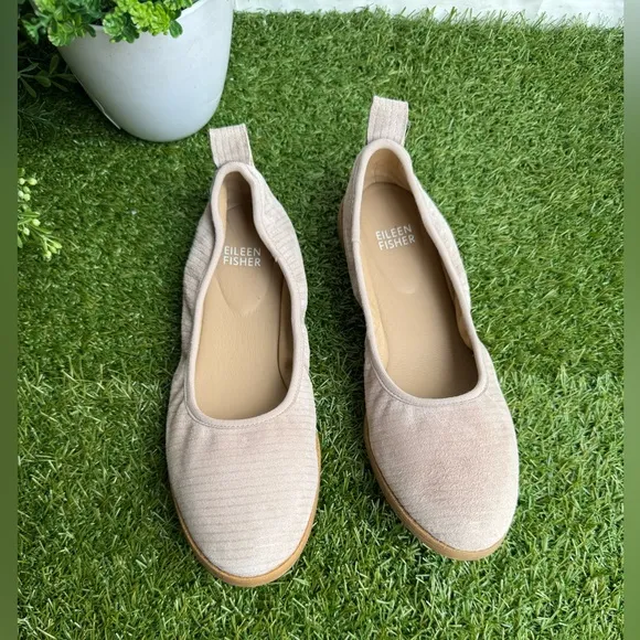 Eileen Fisher Womens Notion Ballet Flat Size 7  Nude Pink Leather Slip On Shoes