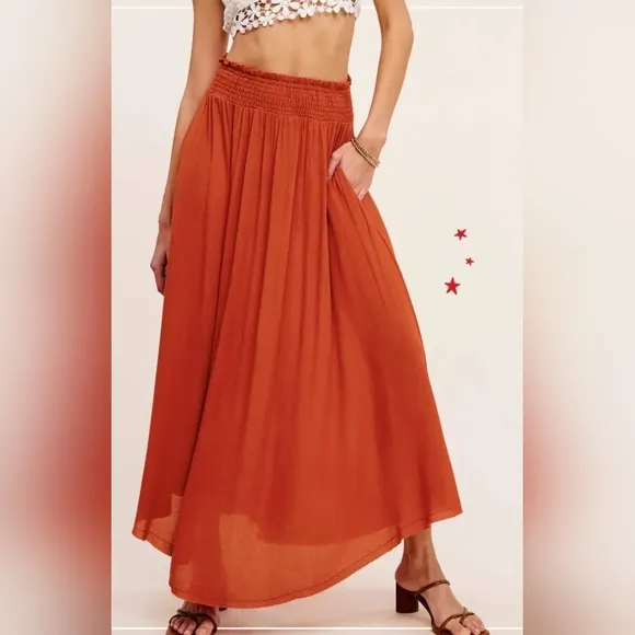 Elegant Rust Maxi Skirt