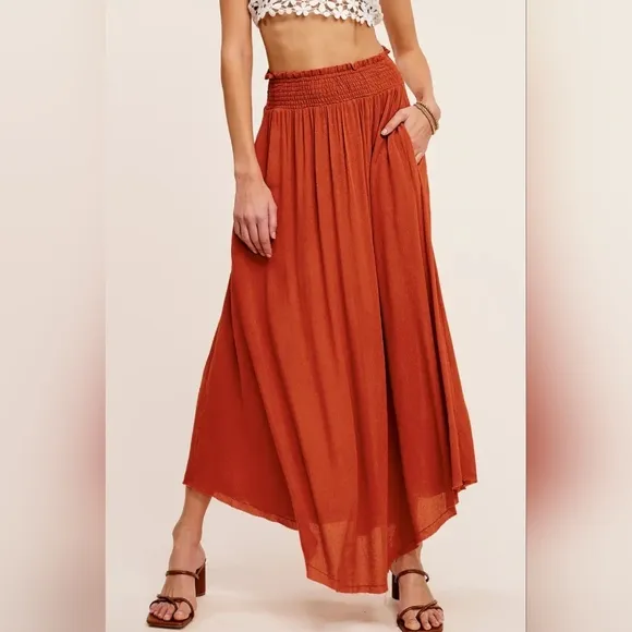 Elegant Rust Maxi Skirt