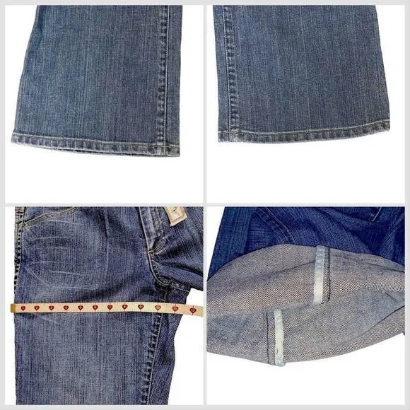Elie Tahari Selvedge Denim with Cream Beaded Sash Belt‎ Bootcut Jeans— SZ 12 EUC