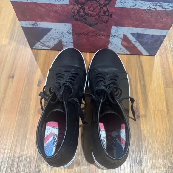 English Laundry Eros Leather Mid Top Sneaker, Black 9