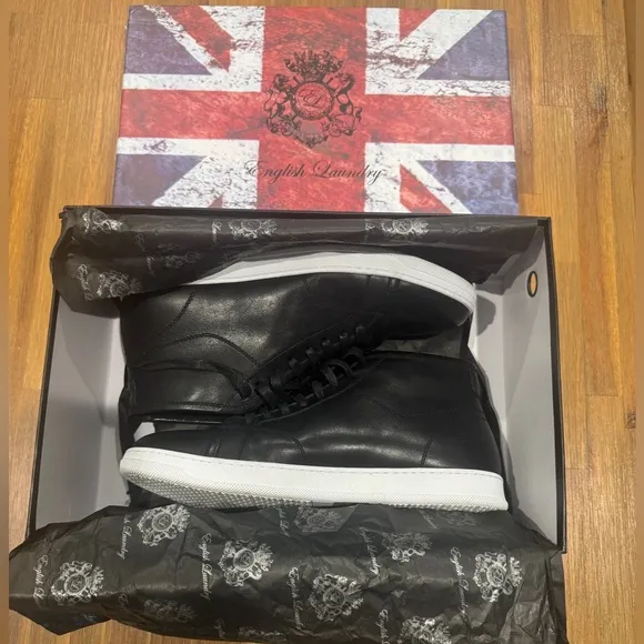 English Laundry Eros Leather Mid Top Sneaker, Black 9