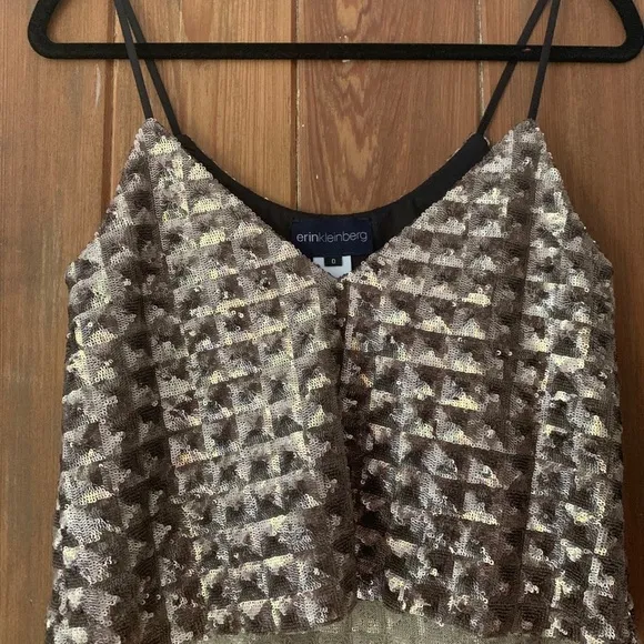Erin Kleinberg metallic skirt and crop top set