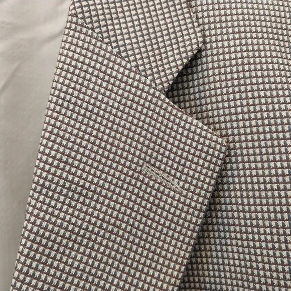 Ermenegildo Zegna Sport Coat Blazer Mens 54 Beige Tan Silk Wool Check Designer,