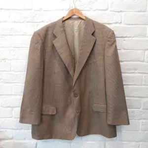 Ermenegildo Zegna Sport Coat Blazer Mens 54 Beige Tan Silk Wool Check Designer,