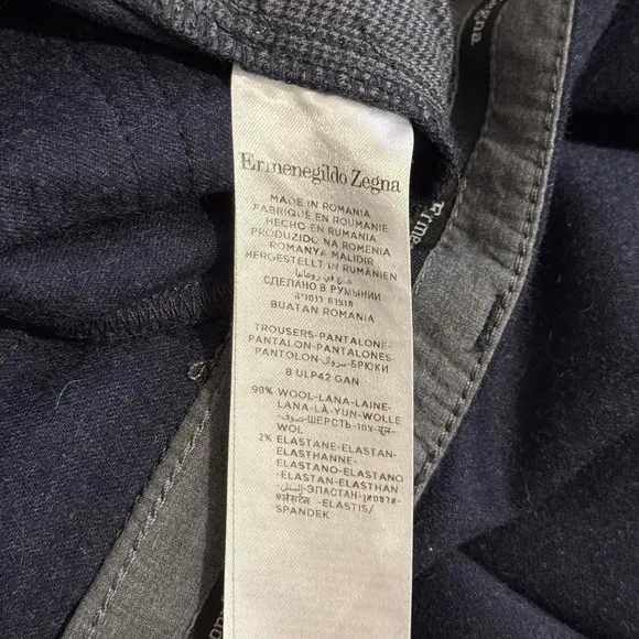 Ermenegildo Zegna Wool Slacks Pants Men 32x32 Flat Front Navy Blue Trousers Work