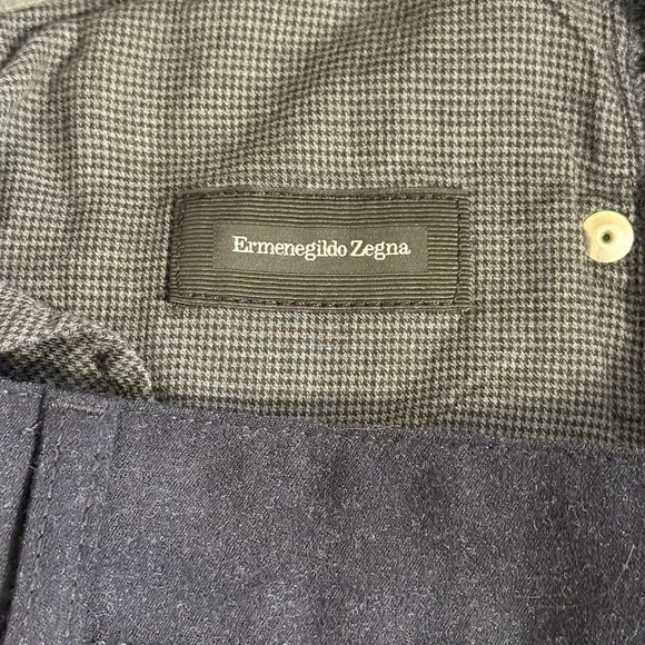 Ermenegildo Zegna Wool Slacks Pants Men 32x32 Flat Front Navy Blue Trousers Work