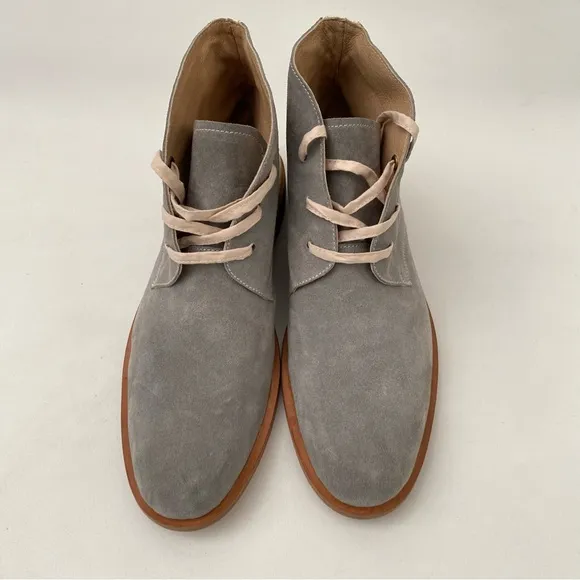 Esquivel Handmade Gray Ivory Leather Lace-up Flat Ankle Boots Sz 8 Womens
