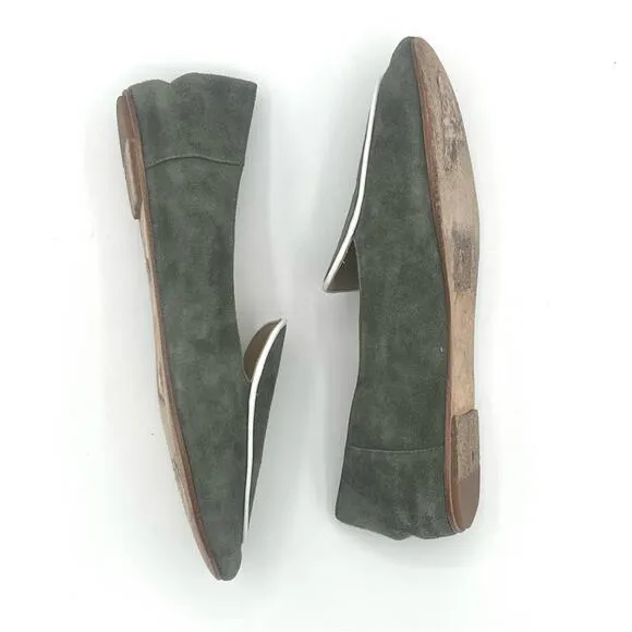 Etienne Aigner Camille suede loafers in sage green leather slip on shoes Sz  7.5