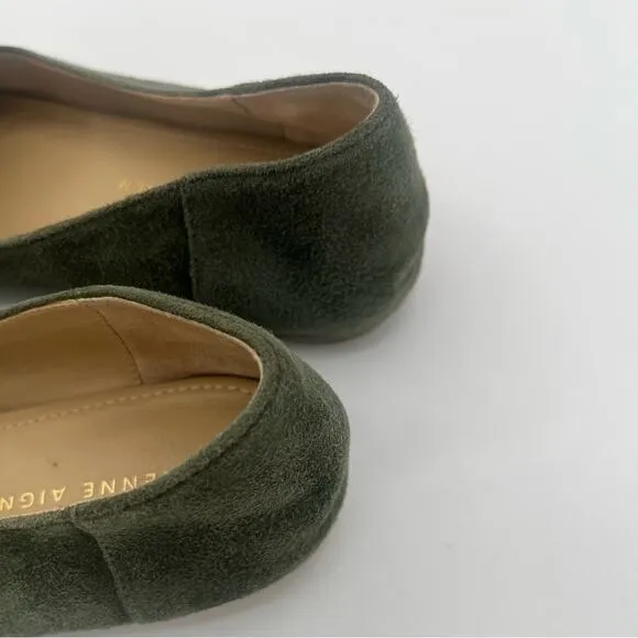 Etienne Aigner Camille suede loafers in sage green leather slip on shoes Sz  7.5