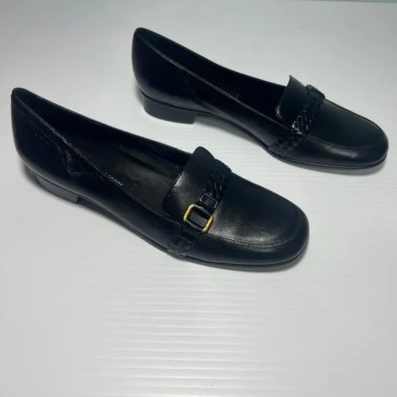 Etienne Aigner Flat Loafer Shoes 2 PR Black qnd Envoy Green Kathy Size 7.5 N