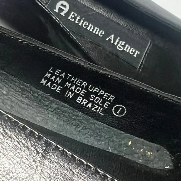 Etienne Aigner Flat Loafer Shoes 2 PR Black qnd Envoy Green Kathy Size 7.5 N