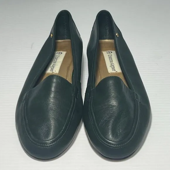 Etienne Aigner Flat Loafer Shoes 2 PR Black qnd Envoy Green Kathy Size 7.5 N
