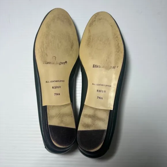 Etienne Aigner Flat Loafer Shoes 2 PR Black qnd Envoy Green Kathy Size 7.5 N