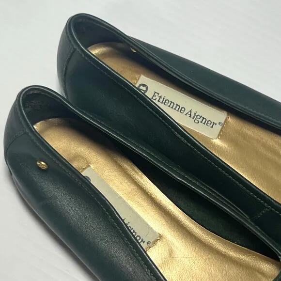 Etienne Aigner Flat Loafer Shoes 2 PR Black qnd Envoy Green Kathy Size 7.5 N
