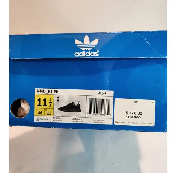 EUC Adidas NMD_R1‎ PK Black Primeknit Sneakers Men’s Size 11.5 w/ Box &amp; Japan