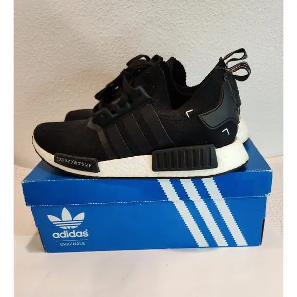 EUC Adidas NMD_R1‎ PK Black Primeknit Sneakers Men’s Size 11.5 w/ Box &amp; Japan