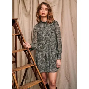 EUC Sezane Odile Chiffon Paisley Mini Dress Black Ecru 34, XS