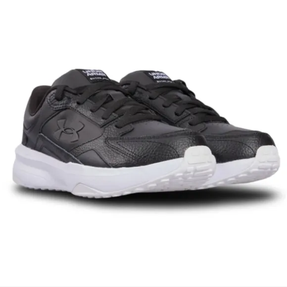 EUC Under Armour Men's Edge Black Leather Training Running Sneakers, 12