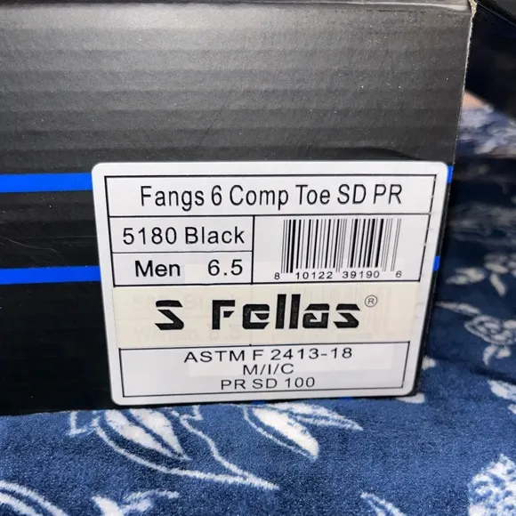 Fellas Unisex 5180 Fangs 6&quot; SD Comp Toe PR Black