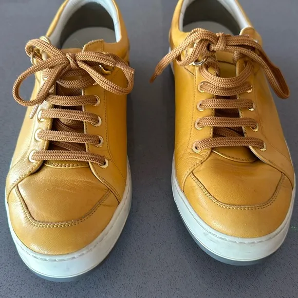 Ferragamo mustard color sneakers size 8.5
