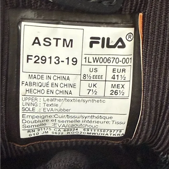 Fila Lateshift Black Slip Resistant Waterproof Memory Foam Men’s Work Shoe XWide