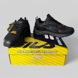 Fila Lateshift Black Slip Resistant Waterproof Memory Foam Men’s Work Shoe XWide