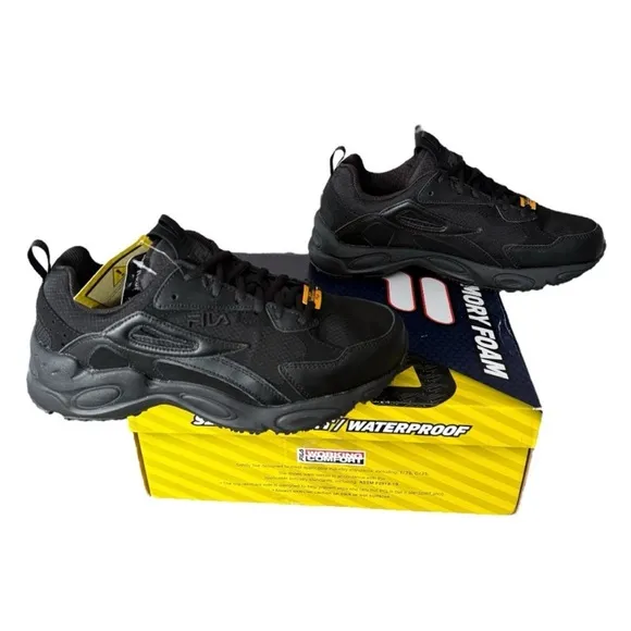 Fila Lateshift Black Slip Resistant Waterproof Memory Foam Men’s Work Shoe XWide