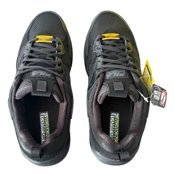 Fila Lateshift Black Slip Resistant Waterproof Memory Foam Men’s Work Shoe XWide
