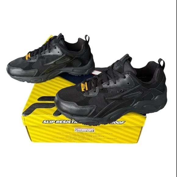 Fila Lateshift Black Slip Resistant Waterproof Memory Foam Men’s Work Shoe XWide