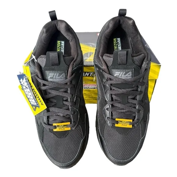 Fila Lateshift Black Slip Resistant Waterproof Memory Foam Men’s Work Shoe XWide