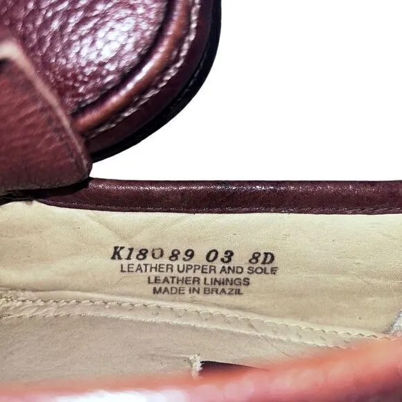 Florsheim Palace Italian Shoes‎ Leather Slip On Size 8D Gold Strap Dress Office