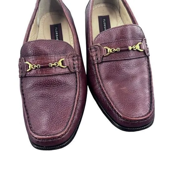 Florsheim Palace Italian Shoes‎ Leather Slip On Size 8D Gold Strap Dress Office