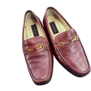 Florsheim Palace Italian Shoes‎ Leather Slip On Size 8D Gold Strap Dress Office