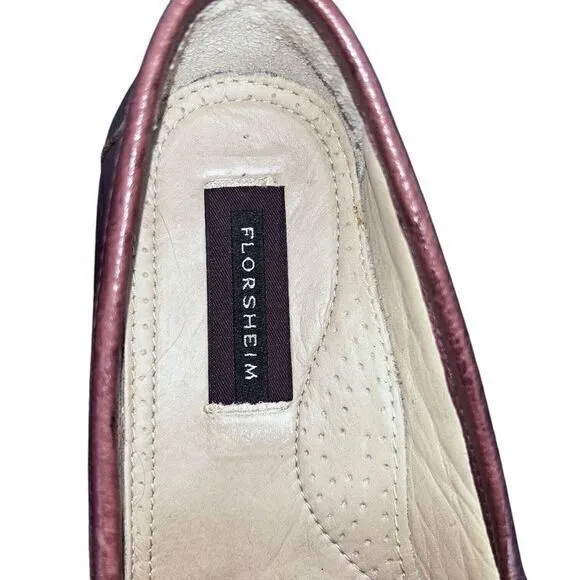 Florsheim Palace Italian Shoes‎ Leather Slip On Size 8D Gold Strap Dress Office