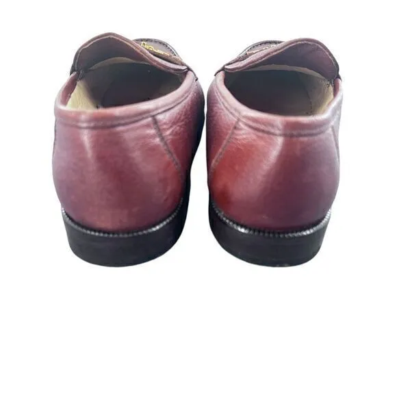 Florsheim Palace Italian Shoes‎ Leather Slip On Size 8D Gold Strap Dress Office