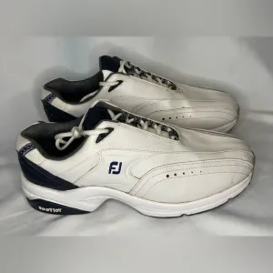FootJoy FJ Sport Golf Shoes Spikes 45341 Leather White Navy Men's Size 11