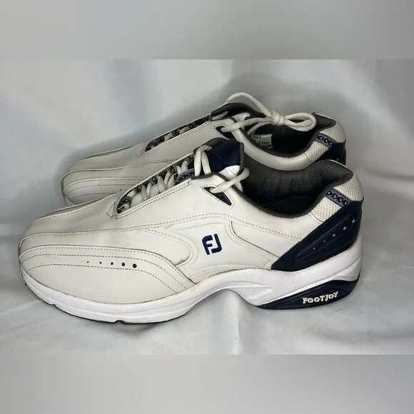 FootJoy FJ Sport Golf Shoes Spikes 45341 Leather White Navy Men's Size 11