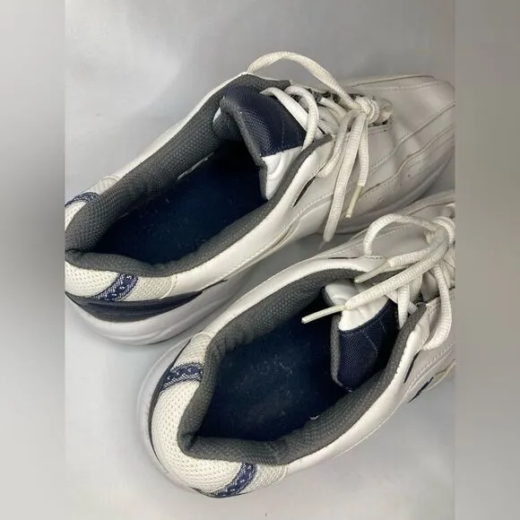 FootJoy FJ Sport Golf Shoes Spikes 45341 Leather White Navy Men's Size 11