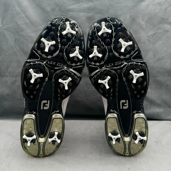FootJoy Mens FJ‎ Golf Cleats Shoes Sport Leather 53197 Flex Zone White Size 9