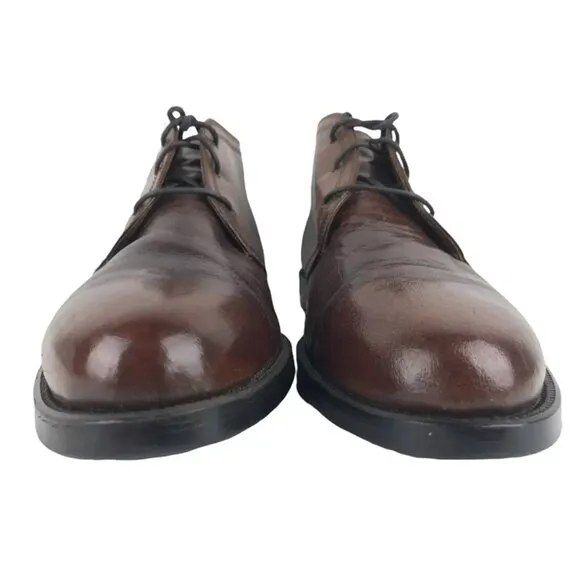 Francisco Mens Brown Leather Almond Toe Lace Up Chukka Boots Size 10 D