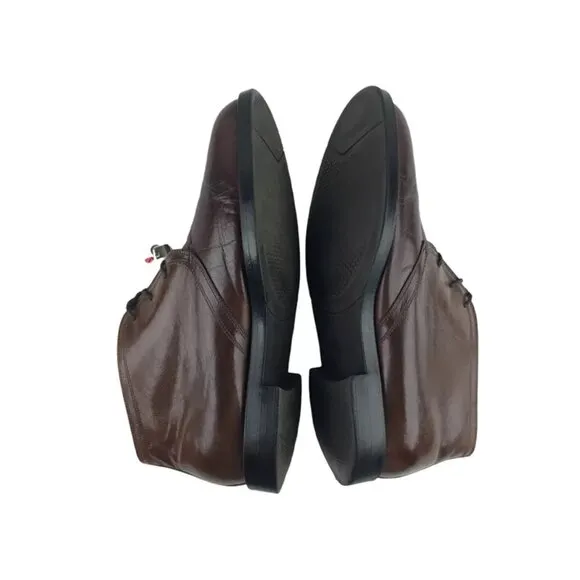 Francisco Mens Brown Leather Almond Toe Lace Up Chukka Boots Size 10 D